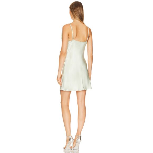 19. SLEEPER Boheme Mini Dress Feathers Mint Green $290 NWT Large - Picture 3 of 3